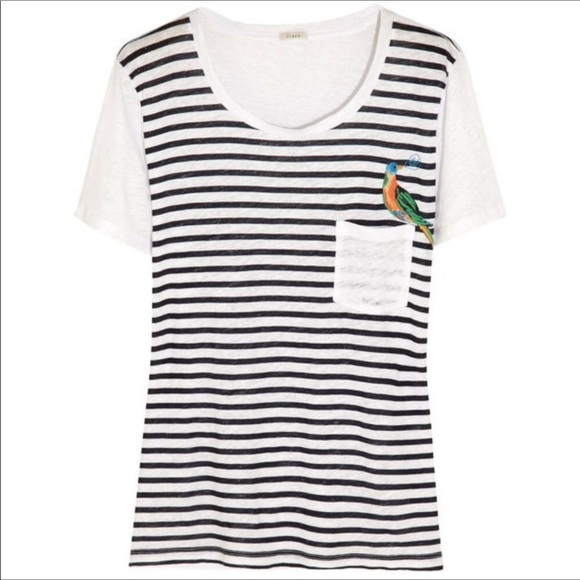 J. Crew Tops - J. Crew linen stripe tee with embroidered parrot